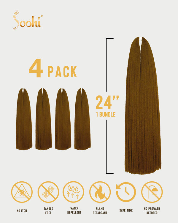 Golden Dark Brown #27 - 24" Braiding Hair (4 Pack)