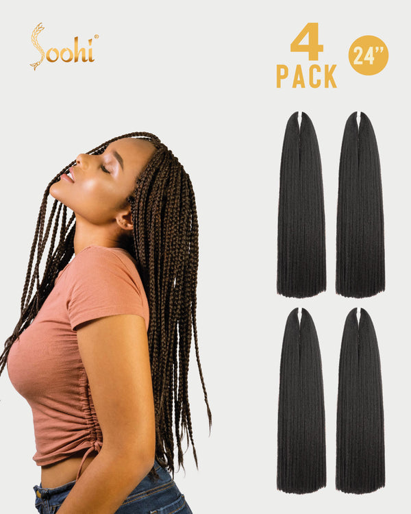 Light Brown & Radish Brown #4-33 - 24" Braiding Hair (4 Pack)