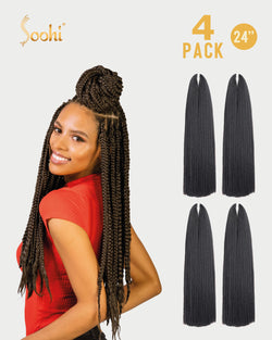 Light Brown #4 - 24" Braiding Hair (4 Pack)