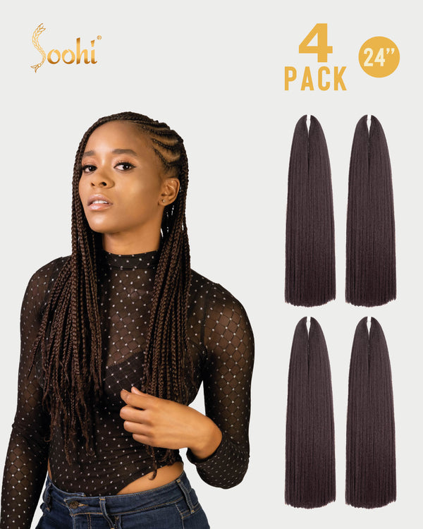 Light Burgundy #118B - 24" Braiding Hair (4 Pack)