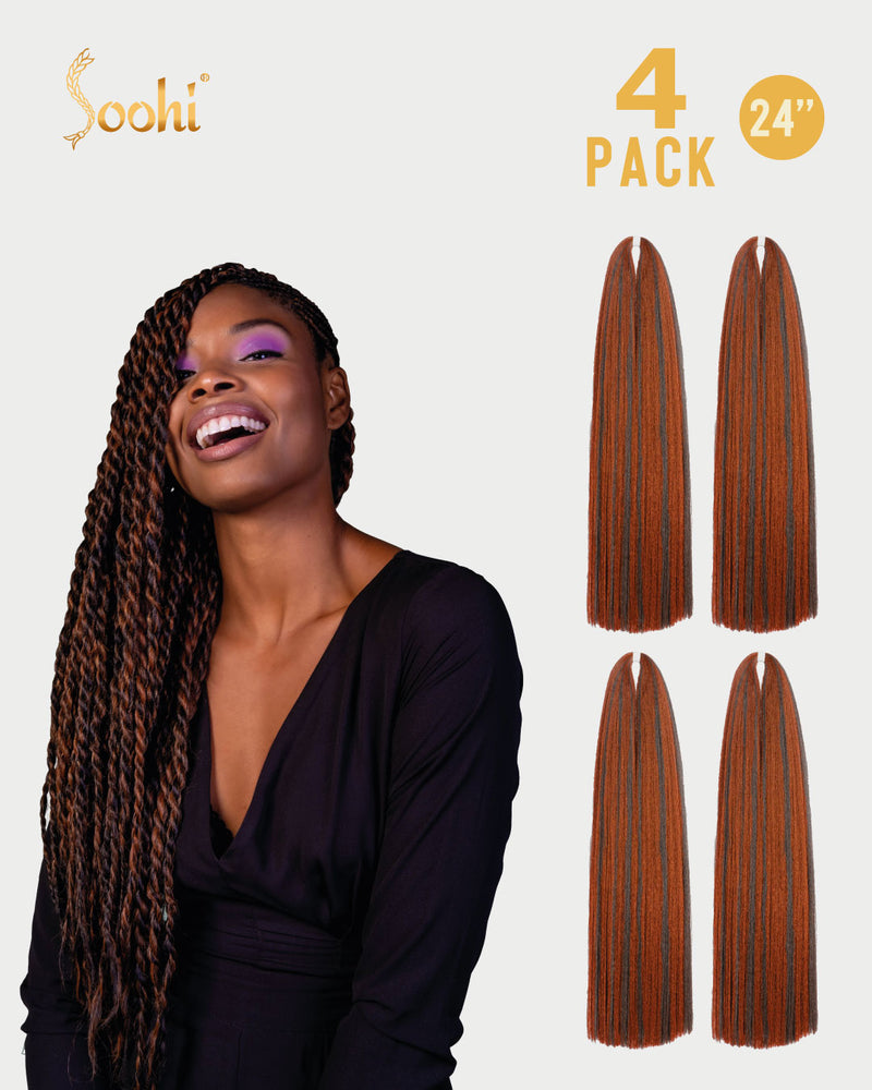 Off Black & Copper Red #1B-30 - 24" Braiding Hair (4 Pack)